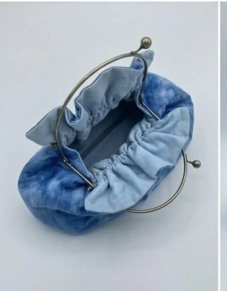 Bolso de mano vintage azul teñido a mano