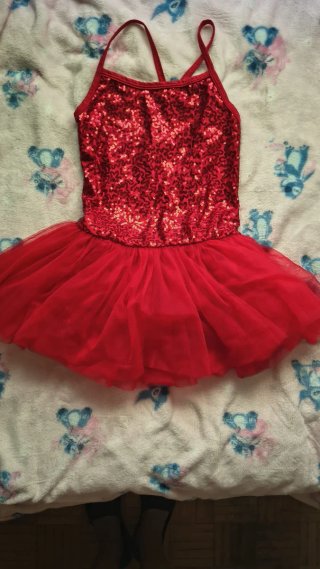 Maillot de Gimnasia y Patinaje Rojo 7-9 anos