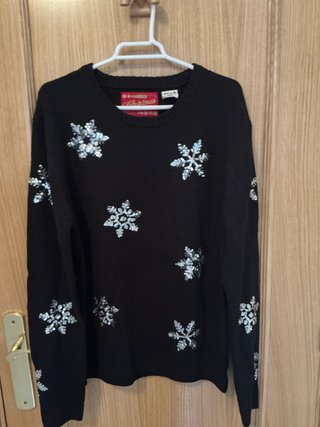 Jersey Negro Copos Nieve Lentejuelas