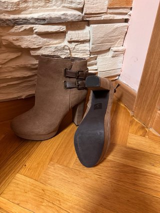 Botines beige/marrón tacón plataforma