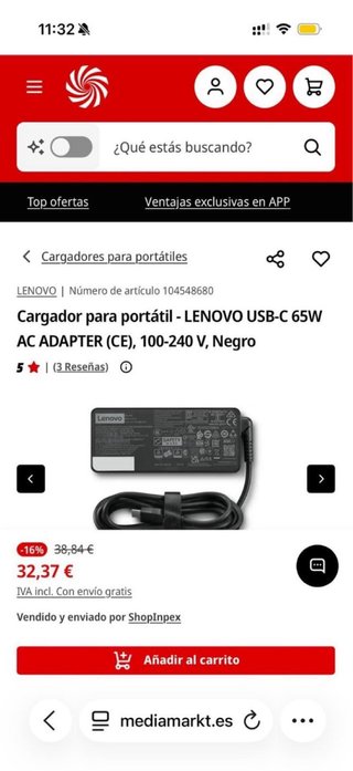 Caricabatterie originale Lenovo