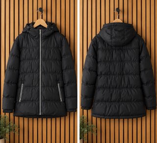 Chaquetón negro con capucha