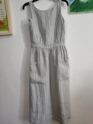 Vestido largo gris con rallas blancas niña 12 años