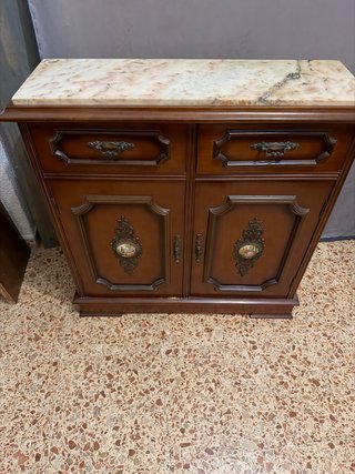 Mueble recibidor mármol y madera