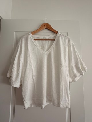 Camiseta Zara Escote Pico Blanca