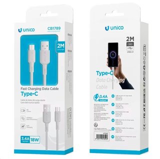 Cable USB a USB-C Unico 2 Metros 3.4A