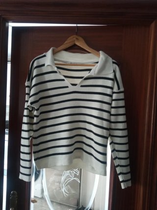 Jersey rayas blanco y negro mujer