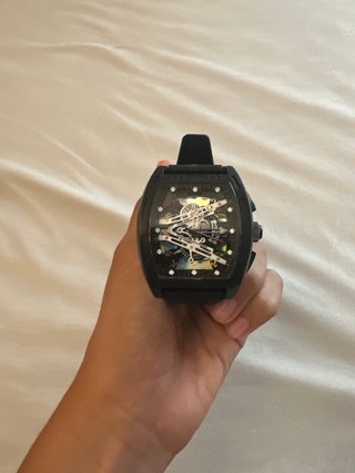 Reloj Negro Esqueleto Hombre
