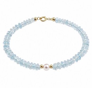 Pulsera de aguamarina y perla