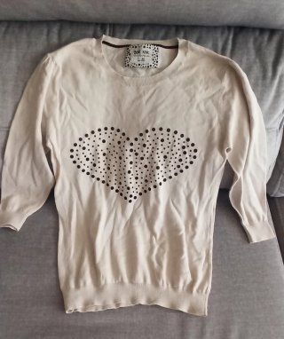 Jersey Finito Beige con Corazón