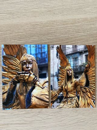 2 Postales Estatuas Humanas La Rambla Barcelona