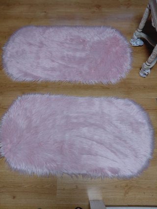 Confezione di 2 tappeti rosa pastello a pelo lungo