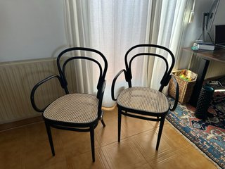 2 Sedie Vintage in Rattan e Legno Gasisa