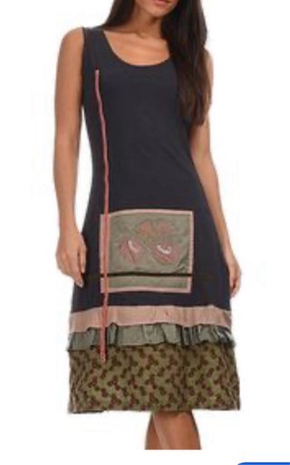 Vestido Ian Mosh Negro y Verde Talla M