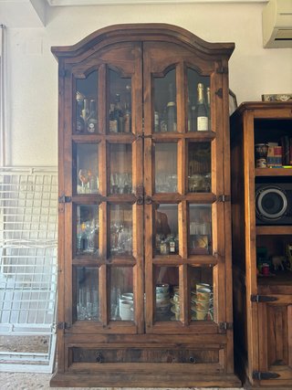 Vitrina Rústica Madera y Cristal