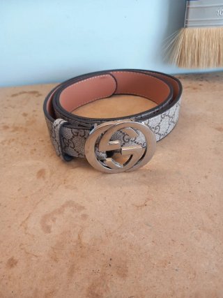 Cintura Gucci GG Monogram Beige Marrone AUTENTICA
