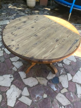Mesa redonda madera maciza rústica