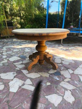 Mesa redonda madera maciza rústica