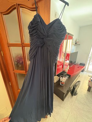 Vestido azul con drapeado
