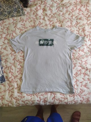 Camiseta gris con estampado japonés