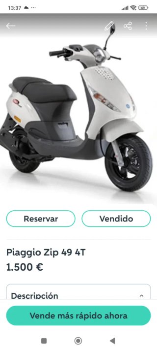 Piaggio Zip 49 4T Scooter Blanco/Gris