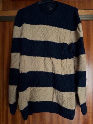 Jersey Massimo Dutti Rayas Azul y Beige Talla M
