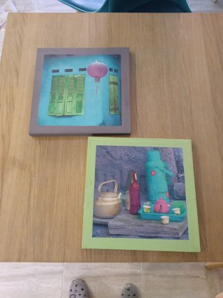 Set de 2 Cuadros Decorativos Turquesa