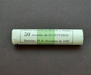 ROLLO Cartucho 50 monedas 50 CENTIMOS 1949 *62 SC