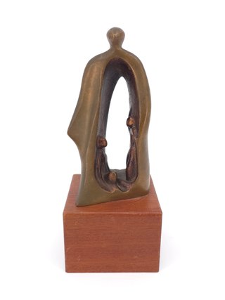 Scultura Bronzo Astratta Famiglia Vintage 1970s