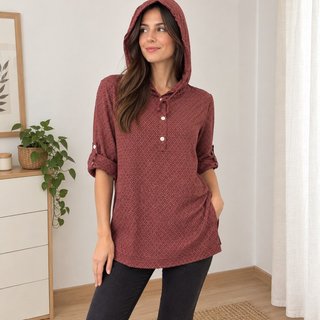 Blusa Túnica Boho con Capucha