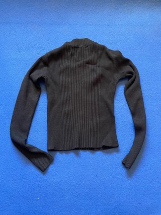 Jersey canalé negro manga larga