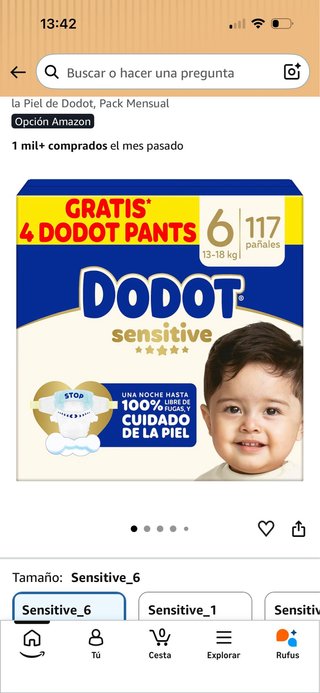 Pañales Dodot Sensitive Talla 6