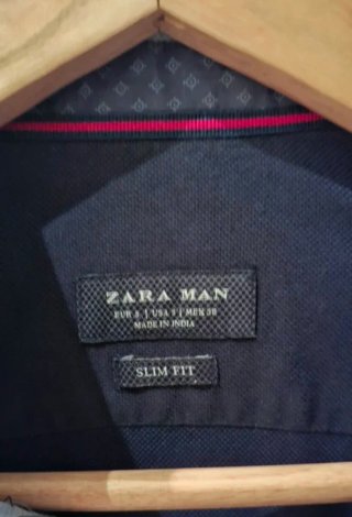 Camisa Zara Gris Hombre