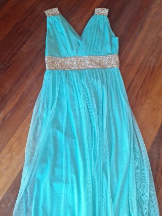 Vestido largo fiesta turquesa