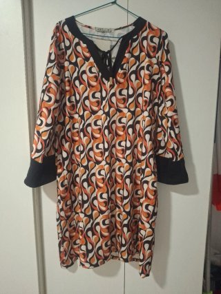 Vestido ADET estampado naranja M