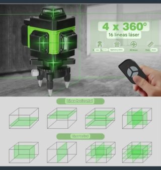 Nivel Láser 4D 16 Líneas Autonivelante Accesorios