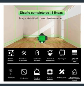 Nivel Láser 4D 16 Líneas Autonivelante Accesorios
