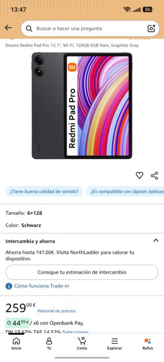 Xiaomi Redmi Pad Pro 128GB Gris