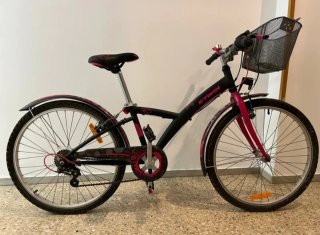 Bicicleta BTWIN niña/mujer rosa y negra