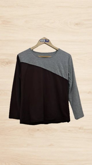 Camiseta de Manga Larga Marrón Gris