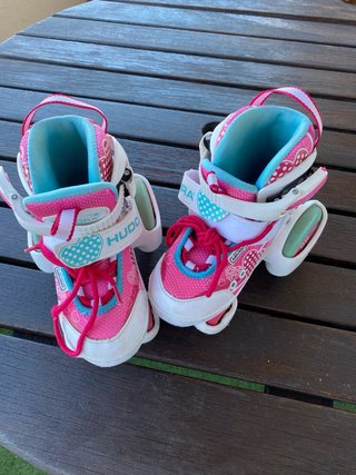 Patines infantiles rosas y blancos