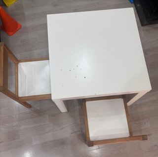 Mesa y Sillas Infantiles Madera Blanca