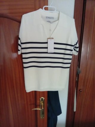 Polo Capouccini rayas marinero blanco