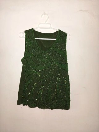 Camiseta con Lentejuelas Verde