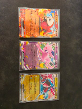 3 Cartas Pokémon EX: Fuecoco, Espeon, Salamence