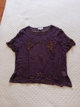 Blusa morada Lexus talla única con transparencia