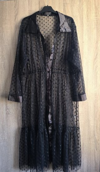 Kimono largo tul negro lunares SHEIN 4XL