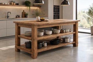 Isla de Cocina Rústica en Madera Maciza | A medida