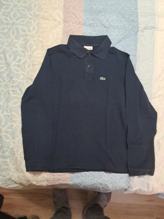 Polo Lacoste Manga Larga Azul