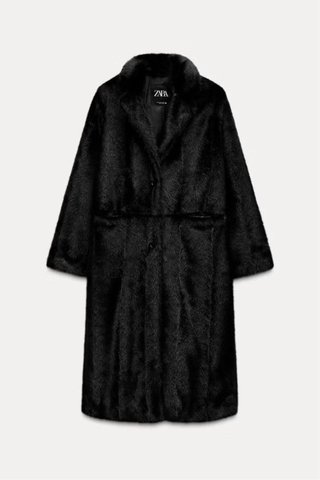 Abrigo Zara peludo negro talla S